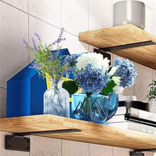 6PCS 12Inch Floating Shelf Brackets Heavy Duty Shelves Brackets, 1/5 Inch Thicked L Brackets for Shelves Support Black