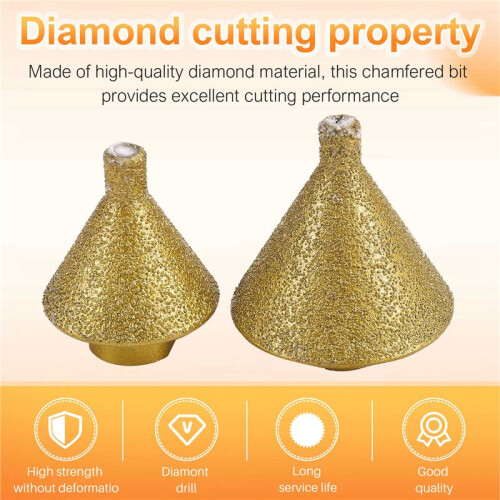 2PCS Diamond Beveling Chamfer Bit for Angle Grinder M10 38mm 50mm Adapter Hole Opener Chamfering Grinding Drill Bit 2