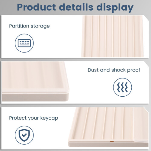 Waterproof Keycap Storage Box with Lid -for Keyboard Keycaps Display and Collection Beige 2