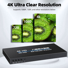 Divisor de Tela Quádruplo 8X1 Compatível com 4K, Divisor de Tela Multivisualizador com Comutação Contínua, Divisor de Vídeo com Plugue Do Reino