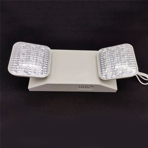 Commercial Emergency Light, White Emergency Light Fixture with 2 LED Square Heads Adjustable Exit Lighting 1