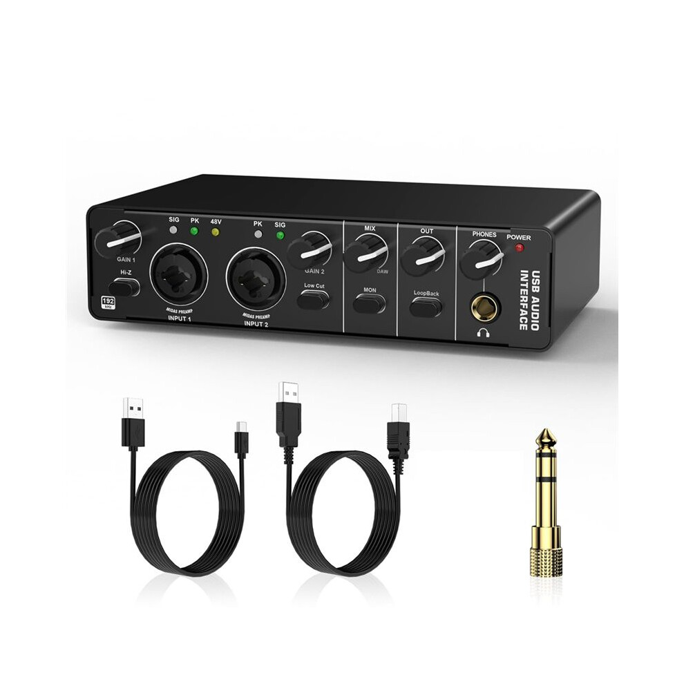 Usb Audio Interface, 2 In 2 Out Audio Interface With 48V Phantom Power For Recording,For Guitarist, Vocalist, Podcaster 4713025582555