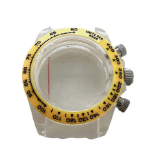 39MM Watch Case Sapphire Glass Case for Quartz VK63 Movement Cases Wearable Watch Accessories-Yellow