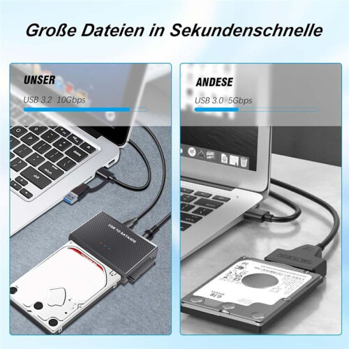 Adaptador  USB 3.2 e IDE, Adaptador de Disco Rígido  USB para HDD  de 2,5 e 3,5 Polegadas e HDD IDE, Plugue UE 2