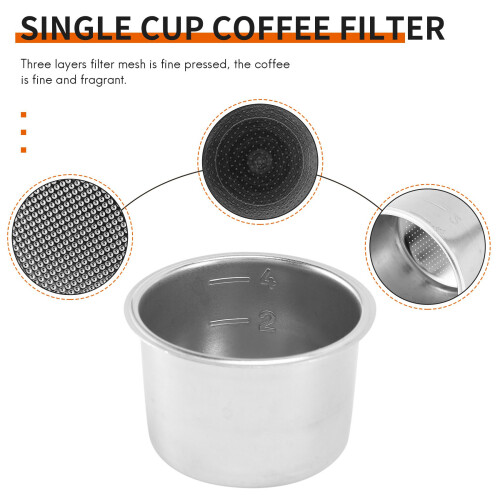 2 FöRpackningar med 51 Mm 2/4 Kopp Filter, BottenlöSt Portafilter Utbytesfilterkorg för Kaffe, för  EC680 EC685 2