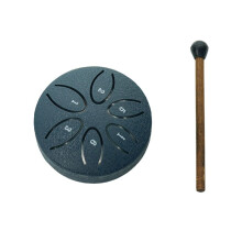 Rain Drum for Outside, Steel Tongue Drum 6 Notes 3 Inches Chakra Tank Drum Steel Percussion Padded Mallets Navy