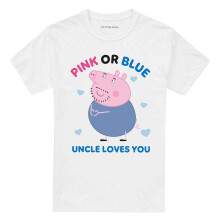 (3XL, White) Peppa Pig Unisex Adult Pink Or Blue Uncle Pig Loves You T-Shirt