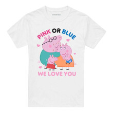 (4XL, White) Peppa Pig Unisex Adult Pink Or Blue We Love You Family T-Shirt