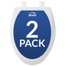 Bemis 1500EC Durable Wood Toilet Seat with Easy Clean Hinges, Elongated, White, 2-Pack