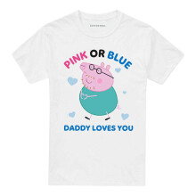 (XL, White) Peppa Pig Unisex Adult Pink Or Blue Daddy Pig Loves You T-Shirt