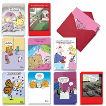 NobleWorks - 20 Assorted Happy Valentine's Cards - Humoristische Romantische Vday Notities - Hart Toons AC9185VDG-B2x10