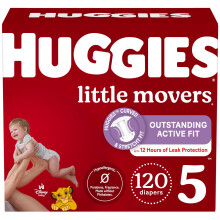Huggies Maat 5 Luier, Little Movers Baby Luier, Maat 5 (27+ lbs), 120 Stuks (2 Packs van 60)