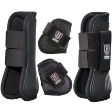 Harrison Howard Botas para Tendones Abiertas/Fetlock para Caballo, Set de 4 Negras L