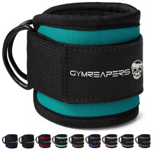 Gymreapers Ankle Strap (Single) For Cable Machine Kickbacks, Glute Workouts, Lower Body Exercises - Adjustable Leg Strap with Neoprene Padding (Cyan,