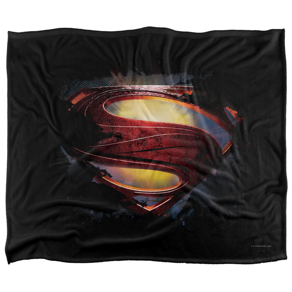 Superman Man Of Steel Grungy Silky Shield Supersoft Blanket Black