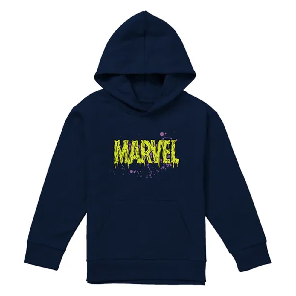 Marvel (9-11 Years, Navy) Childrens/Kids Slime Logo Pullover Hoodie