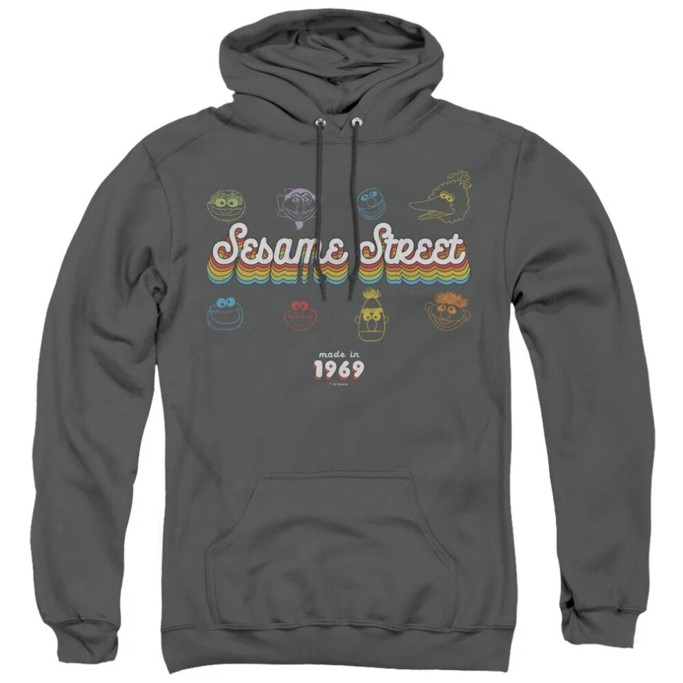 Sesame Street (S, Charcoal) Unisex Adult Made In 1969 Hoodie Multicoloured
