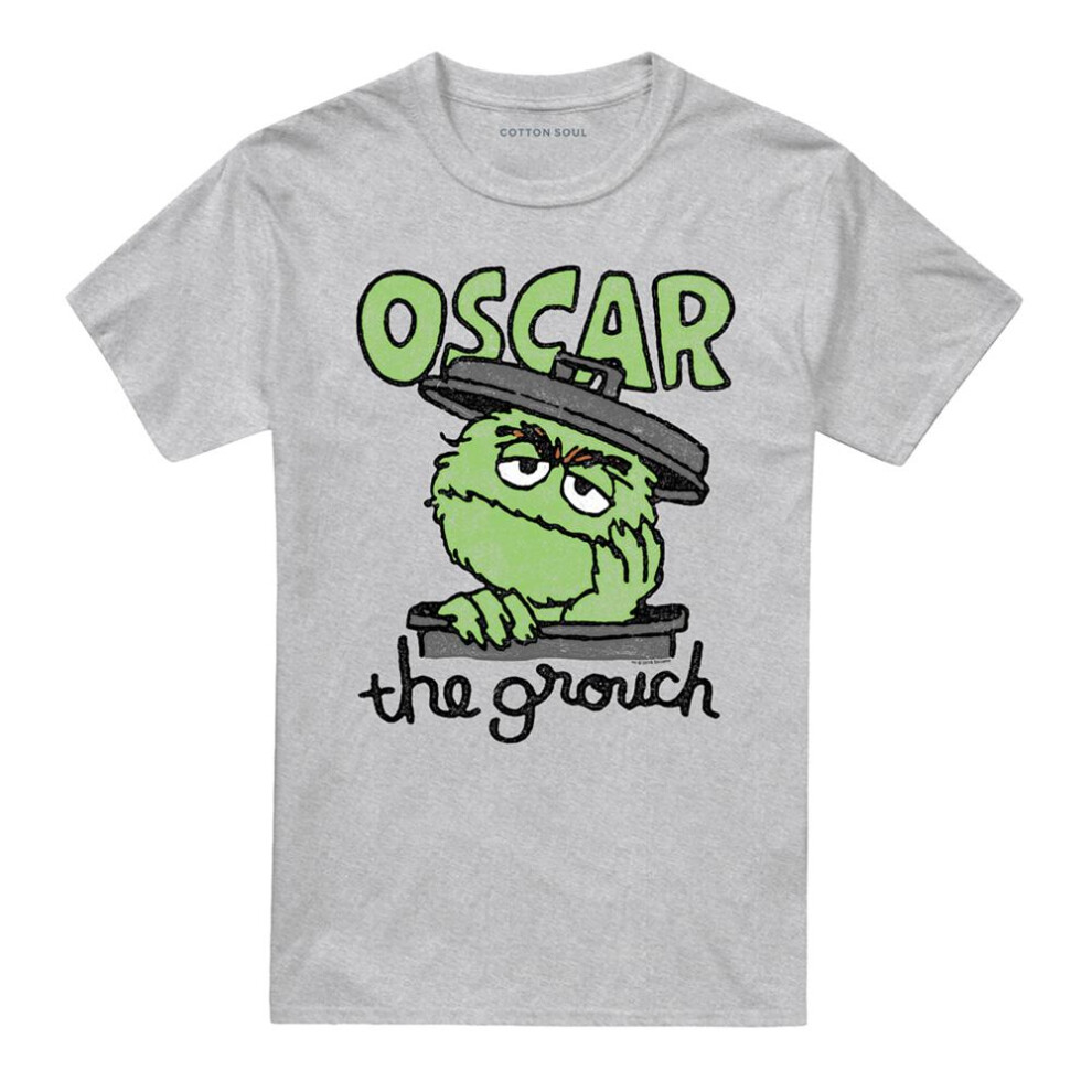 Sesame Street (M, Athletic Heather) Unisex Adult Oscar The Grouch Can T-Shirt Multicoloured
