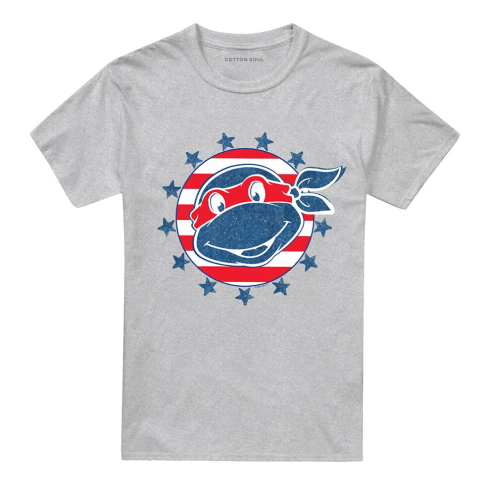 Teenage Mutant Ninja Turtles (Xl, Athletic Heather) Unisex Adult 4Th Of July Headshot T-Shirt Multicoloured