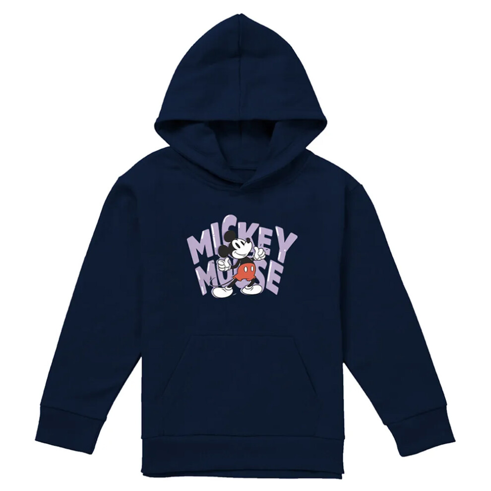 Disney (7-8 Years, Navy) Childrens/Kids Mickey Mouse Bubble Pullover Hoodie