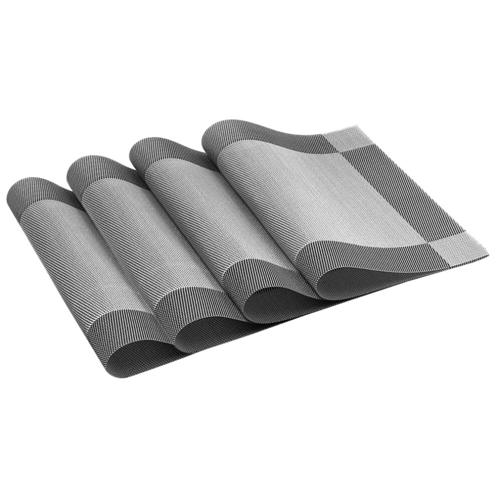 Placemat, Crossweave Woven Non-Slip Insulation Placemat Washable Table Mats Set Of 4 (4Pcs Placemats, -Gray) Silver/Gray