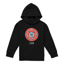 (12-13 Years, Black) Captain America Childrens/Kids Shield Chalk Board Pull Over Hoodie