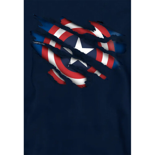 Captain America (5-6 Years, Navy) Captain America Childrens/Kids Torn Pull Over Hoodie 2