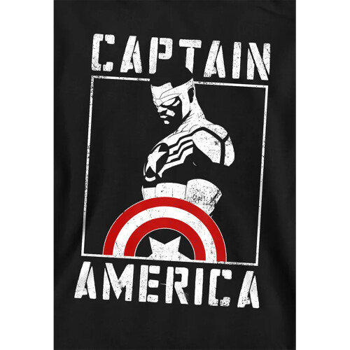 Captain America (5-6 Years, Black) Captain America Childrens/Kids Stencil Pull Over Hoodie 2