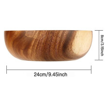 9,5 Inch Houten Kom, Houten Slakom, Grote Houten Kom voor Voedsel, Fruit, Salades en Decoratie