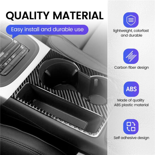 FöR  A4 B8 A5 2009 2010 2011 2012 2013 2014 2015 Kolfiber Center Console VattenkoppshåLlare Lock Trim 2