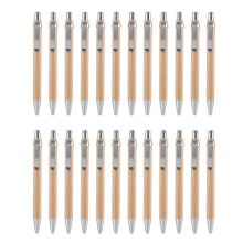 24 Pezzi Penna un Sfera Retrattile nel Bambù Inchiostro Nero 1 Mm Penne per Prodotti per Ufficio Penna un Sfera nel Bambù Penne un Sfera nel Legno