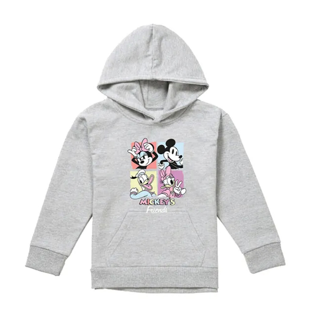 Disney (7-8 Years, Athletic Heather) Childrens/Kids Friend Mickey Mouse Square Heather Hoodie Multicoloured