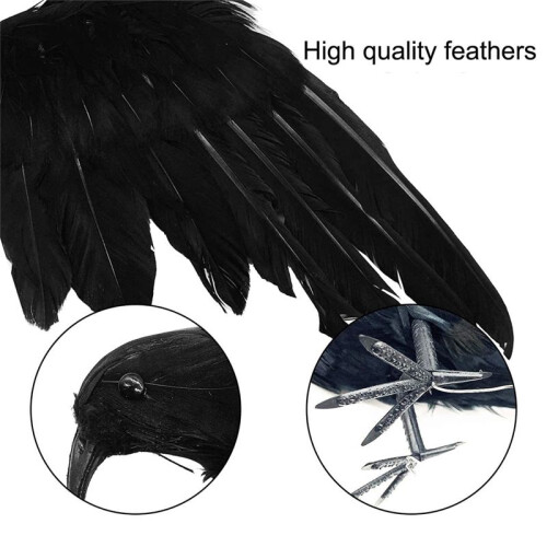 12Pcs Halloween Black Crows Feathered Crows Realistic Looking Handmade Feathered Crow , 3 Styles 2