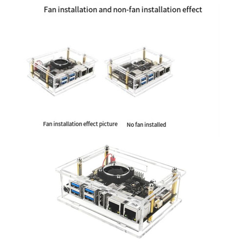 Acrylic Case for VisionFive 2 Development Board Development Board Box Transparent Case with Cooling Fan Heatsink Kit 1