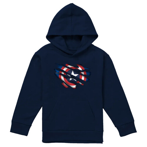 Captain America (9-11 Years, Navy) Captain America Childrens/Kids Pull Over Hoodie