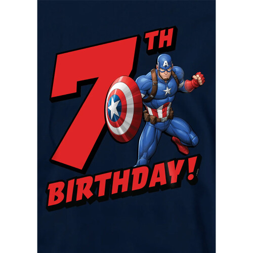 Captain America (7-8 Years, Navy) Captain America Childrens/Kids Pull Over 7th Birthday Hoodie 2