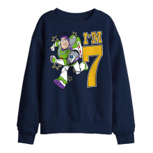 (9-11 Years, Navy) Toy Story Childrens/Kids I'm 7 Buzz Lightyear Birthday Sweatshirt
