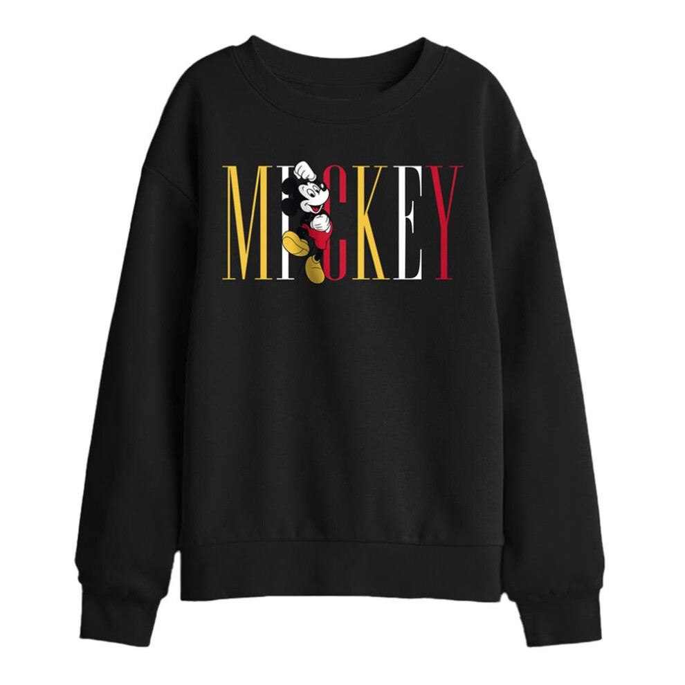 Disney (5-6 Years, Black) Childrens/Kids Mickey Mouse Multicolour Name Sweatshirt