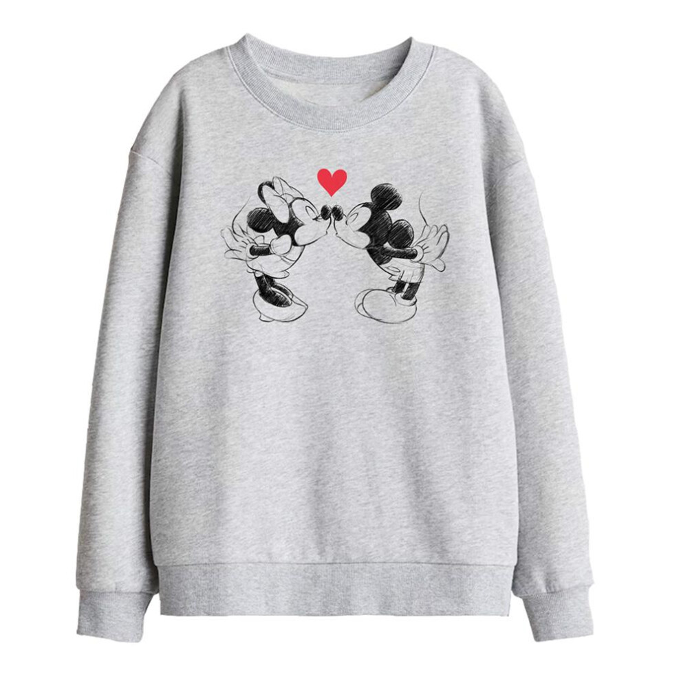 Disney (5-6 Years, Athletic Heather) Childrens/Kids Mickey Mouse & Minnie Mouse Sketch Kiss Sweatshirt Multicoloured