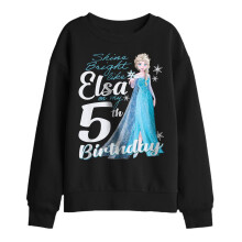 (9-11 Years, Black) Frozen Childrens/Kids Elsa Bright 5th Birthday Sweatshirt