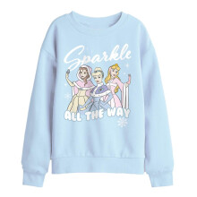(12-13 Years, Light Blue) Disney Princess Childrens/Kids Sparkle All The Way Sweatshirt
