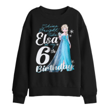 (9-11 Years, Black) Frozen Childrens/Kids Elsa Bright 6th Birthday Sweatshirt