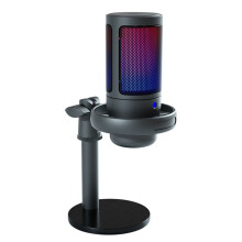 USB Condenser Metal Microphone Professional Recording Streaming with RGB Light Desktop Podcast Microphone