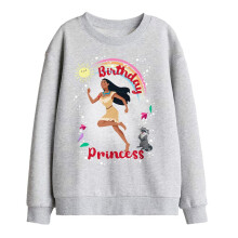 (12-13 Years, Athletic Heather) Pocahontas Childrens/Kids Birthday Princess Meeko Sweatshirt