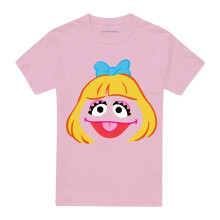 (L, L, Pink/Pink) Sesame Street Unisex Adult Prairie Dawn Face T-Shirt