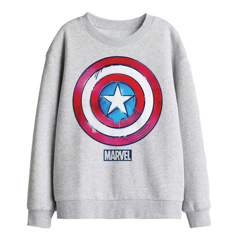 Captain America (7-8 Years, Athletic Heather) Captain America Childrens/Kids Drip Shield Sweatshirt