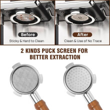 Espresso Sabotage Set för 58 mm Porta Filter, Coffee Tamper Justerbar Kaffefördelare och Tamper Dosing Puck Sil