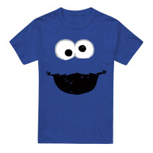 (S, Royal Blue) Sesame Street Unisex Adult Cookie Monster Crayon Heather T-Shirt