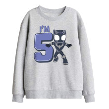 (12-13 Years, Athletic Heather) Black Panther Childrens/Kids Cute 5th Birthday Sweatshirt