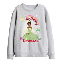 (12-13 Years, Athletic Heather) The Princess and the Frog Childrens/Kids Birthday Princess Tiana Sweatshirt